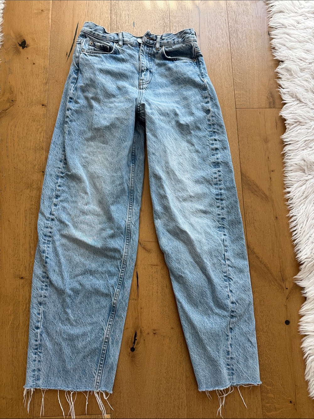 Zara Light Blue Relaxed Wide-Leg Jeans